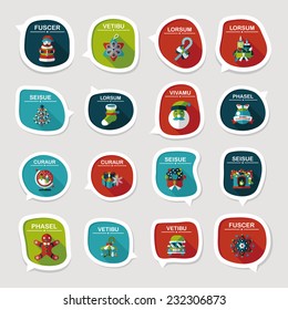 Christmas bubble speech banner design flat background set, eps10, dummy text