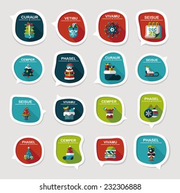 Christmas bubble speech banner design flat background set, eps10, dummy text