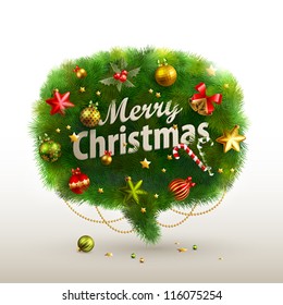 Christmas Bubble for speech - fir tree. Vector illustration.