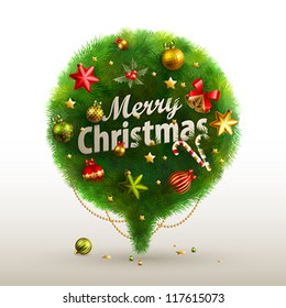 Christmas Bubble for speech - fir tree. Vector illustration.