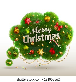 Christmas Bubble for speech - fir tree. Vector illustration.