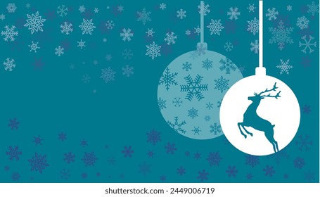 Christmas bubbles, snowflakes, reindeer - vector background	
