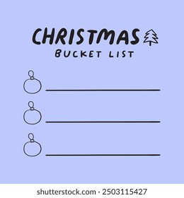 Christmas bucket list. Flat illustration on purple background.