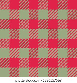 Christmas Buffallo plaid tartan checkered seamless pattern in crismson red and jade green. For christmas fabric, textile and texture 