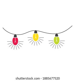 plantilla de diseño plano de icono de la bombilla de Navidad