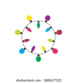 plantilla de diseño plano de icono de la bombilla de Navidad