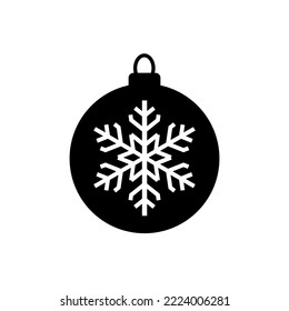 Christmas bulb icon. Christmas tree ball or bulble decorated with snowflake. Vector Illustration