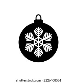 Weihnachtskugel-Ikone. Weihnachtsbaumkugel oder Schneeflocke. Vektorgrafik