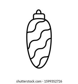 Christmas Bulb Line Icon Vector Illustration Isolated on White Background. Use for Xmas, Decoration, Bauble Sign, Greeting Card.