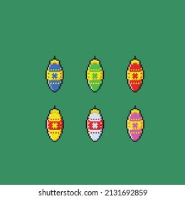 Christmas bulb ornament set in pixel style