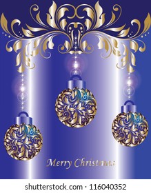 Christmas bulbs  on blue background