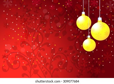 Christmas bulbs on a red background 
