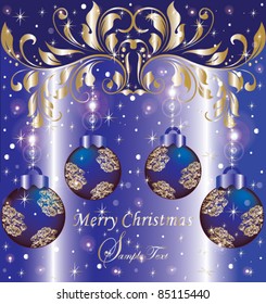 Christmas bulbs with snowflakes on blue background