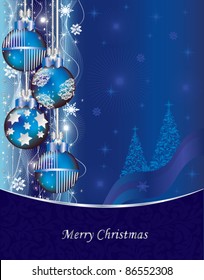 Christmas Bulbs With Snowflakes On Blue Background