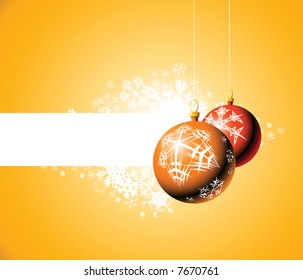 Christmas bulbs with snowflakes on golden background