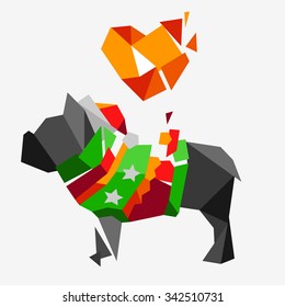 christmas bulldog decoration banner card greeting happy new year