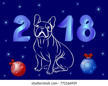 Christmas bulldog vector illustration.