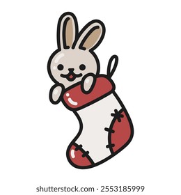 Christmas Bunny Doodle Illustration - 02