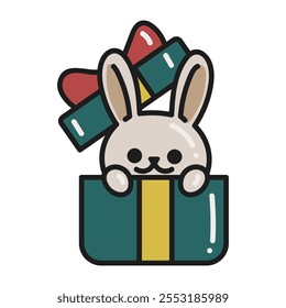 Christmas Bunny Doodle Illustration - 08