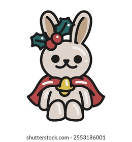 Christmas Bunny Doodle Illustration - 09