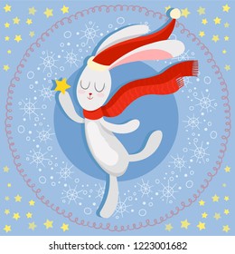 Christmas Bunny rabbit background with star