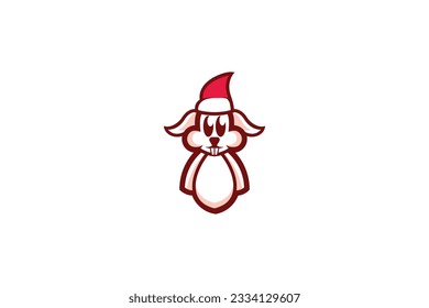 christmas bunny or rabbit vector template logo design