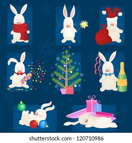 Christmas bunnys set (vector version)