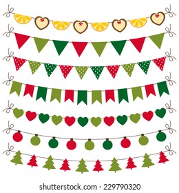 Christmas bunting and decoration vector set