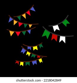 christmas bunting flag collection design illustration isolated on background