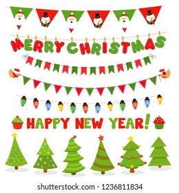 Christmas Buntings With Pine Trees