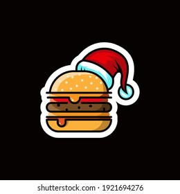 Christmas Burger Logo Design Vector
