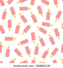 christmas burning candle seamless vector pattern