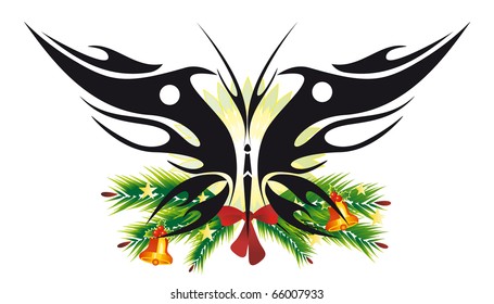 christmas butterfly on a white background