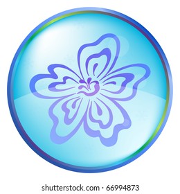 Christmas button icon, vector eps10: winter symbol, snow flower