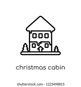 christmas cabin icon. Trendy modern flat linear vector christmas cabin icon on white background from thin line Christmas collection, outline vector illustration