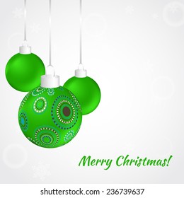 Christmas cackground with snowflakes and Christmas balls. Vector illustration