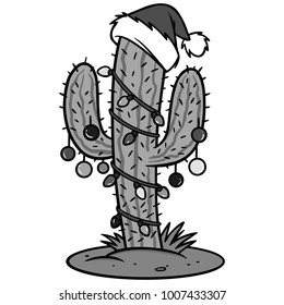 Christmas Cactus Illustration - A vector cartoon illustration of a Christmas Cactus.