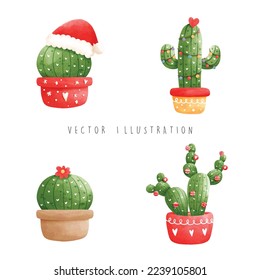 Cactus de Navidad, ilustración vectorial de Navidad