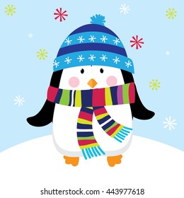 Christmas cad with cute penguin design