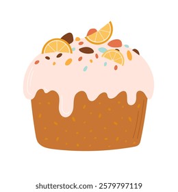 Christmas cake with candied fruit vector illustration