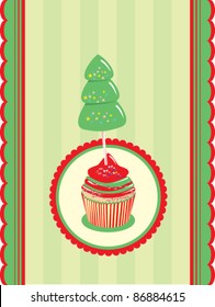 Christmas cake with candy green tree