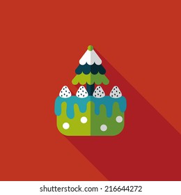 Christmas cake flat icon with long shadow,eps10