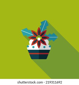 Christmas cake flat icon with long shadow,eps10