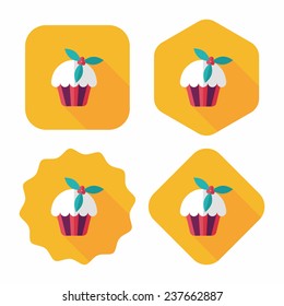 Christmas cake flat icon with long shadow,eps10