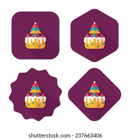 Christmas cake flat icon with long shadow,eps10