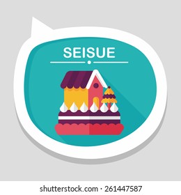 Christmas cake flat icon with long shadow,eps10