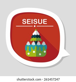 Christmas cake flat icon with long shadow,eps10