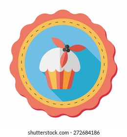 Christmas cake flat icon with long shadow,eps10