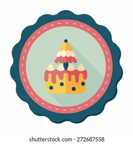 Christmas cake flat icon with long shadow,eps10