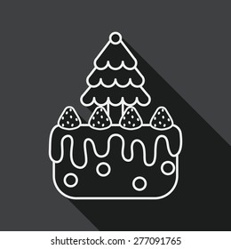 Christmas cake flat icon with long shadow, line icon